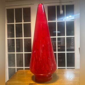 Red Glass Cone Tree Sculpture Decor